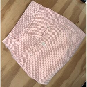 Bills Khakis Shorts Mens 34 Orange White Stripe Made USA Casual Seersucker